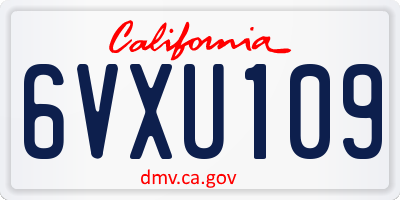 CA license plate 6VXU109