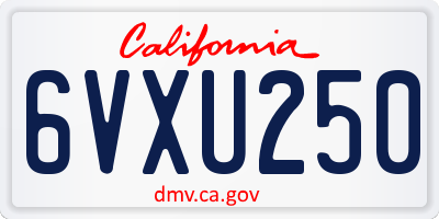 CA license plate 6VXU250