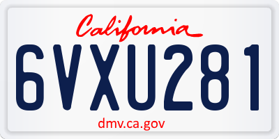CA license plate 6VXU281