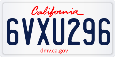 CA license plate 6VXU296