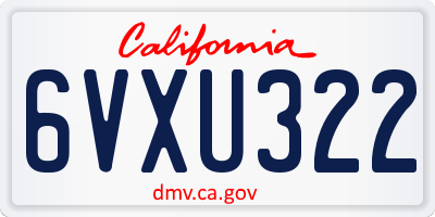 CA license plate 6VXU322