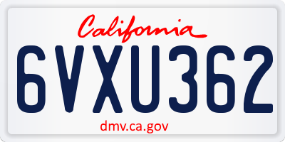 CA license plate 6VXU362