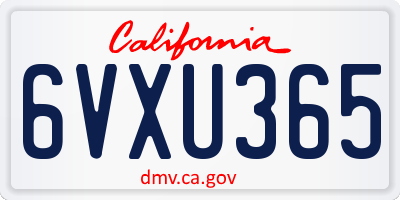 CA license plate 6VXU365