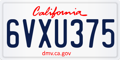 CA license plate 6VXU375