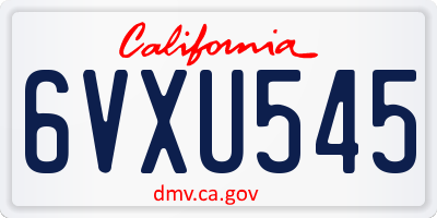 CA license plate 6VXU545
