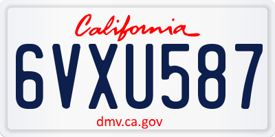 CA license plate 6VXU587