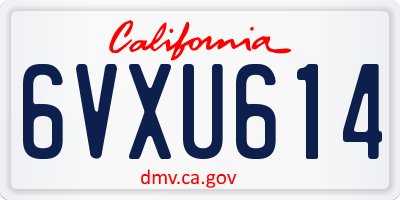 CA license plate 6VXU614