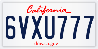 CA license plate 6VXU777