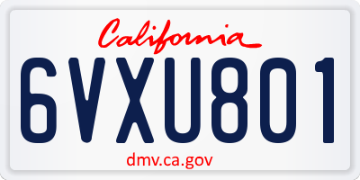 CA license plate 6VXU801