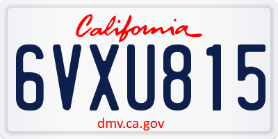 CA license plate 6VXU815
