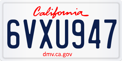 CA license plate 6VXU947