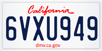 CA license plate 6VXU949