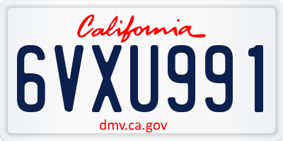 CA license plate 6VXU991