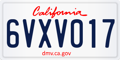 CA license plate 6VXV017