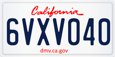 CA license plate 6VXV040