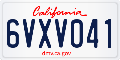 CA license plate 6VXV041
