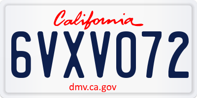 CA license plate 6VXV072