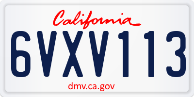 CA license plate 6VXV113