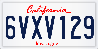 CA license plate 6VXV129