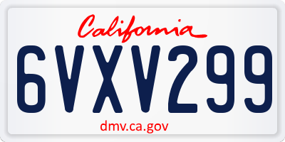 CA license plate 6VXV299