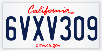 CA license plate 6VXV309