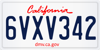 CA license plate 6VXV342