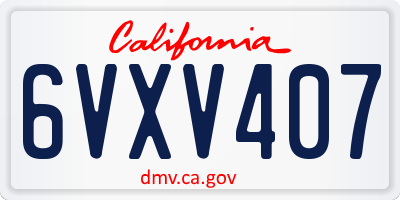 CA license plate 6VXV407