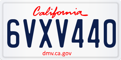 CA license plate 6VXV440