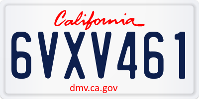 CA license plate 6VXV461
