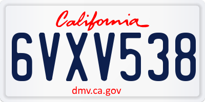 CA license plate 6VXV538