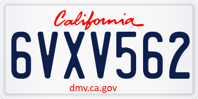 CA license plate 6VXV562