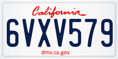 CA license plate 6VXV579