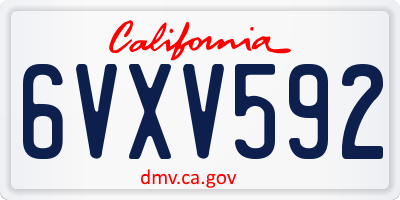 CA license plate 6VXV592