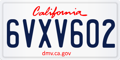 CA license plate 6VXV602