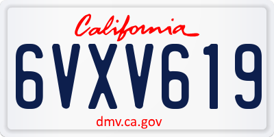 CA license plate 6VXV619