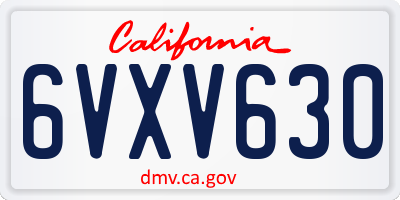 CA license plate 6VXV630