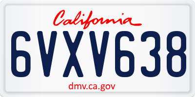 CA license plate 6VXV638