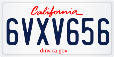 CA license plate 6VXV656