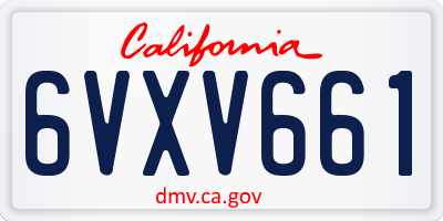 CA license plate 6VXV661