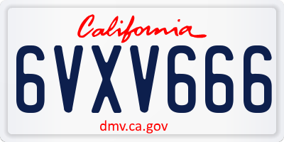 CA license plate 6VXV666
