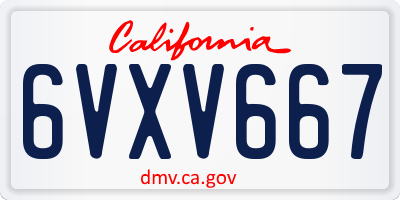 CA license plate 6VXV667