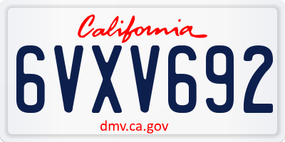 CA license plate 6VXV692