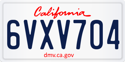 CA license plate 6VXV704