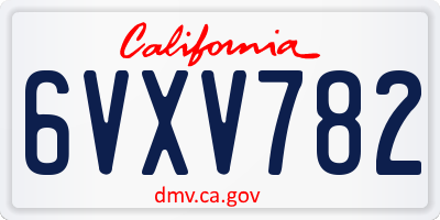 CA license plate 6VXV782