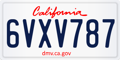 CA license plate 6VXV787