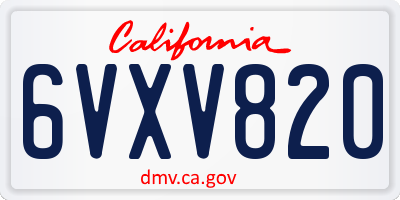 CA license plate 6VXV820