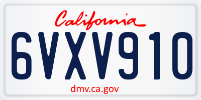 CA license plate 6VXV910
