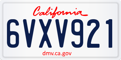 CA license plate 6VXV921