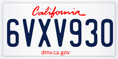 CA license plate 6VXV930