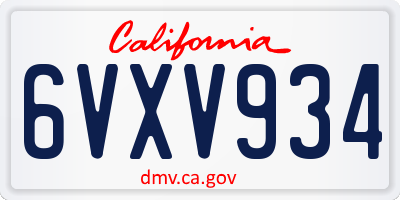 CA license plate 6VXV934